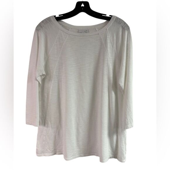 J Jill White Three Quarter Sleeve Tee Size S - Picture 1 of 6